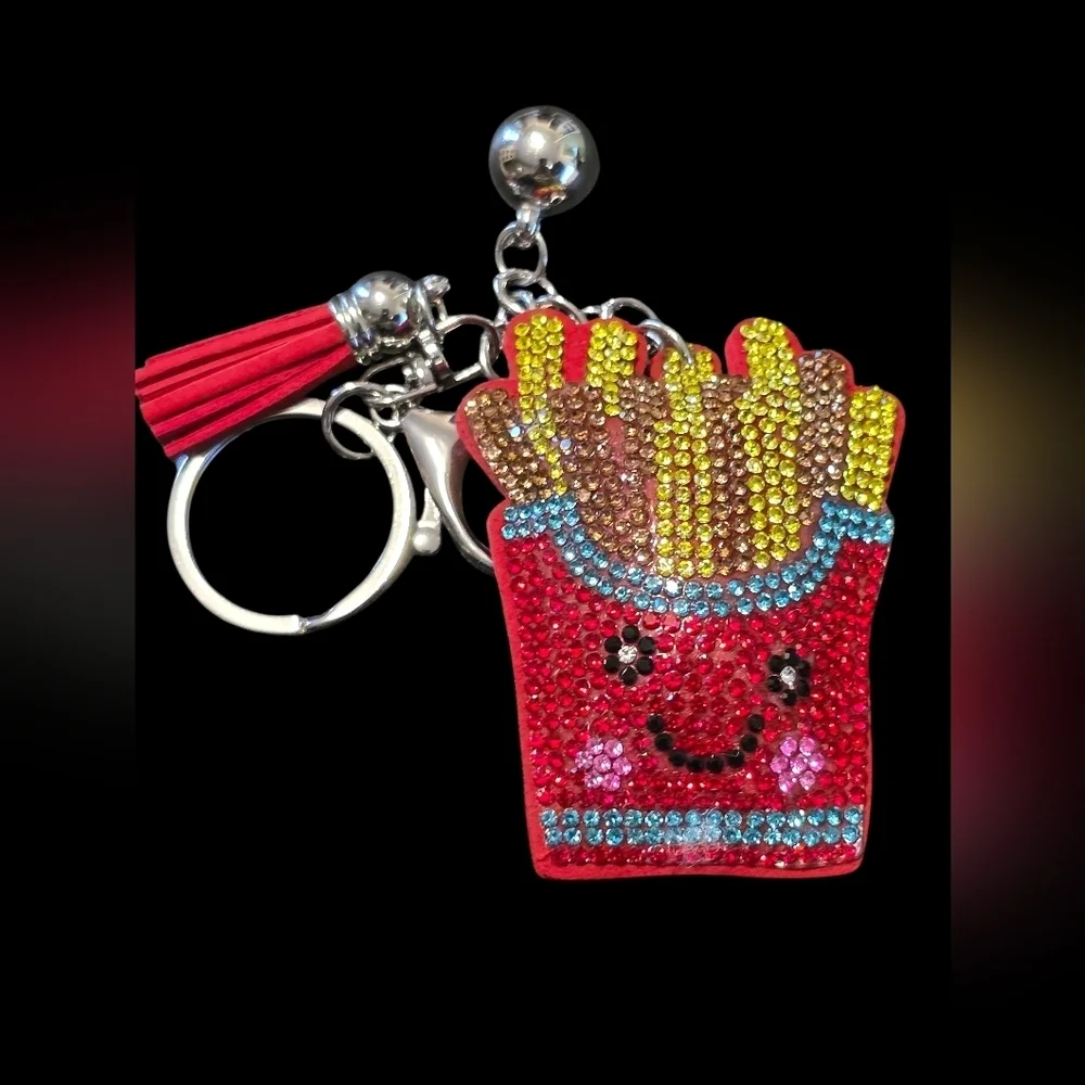 Sparkling French Fries Bag Charm Keychain